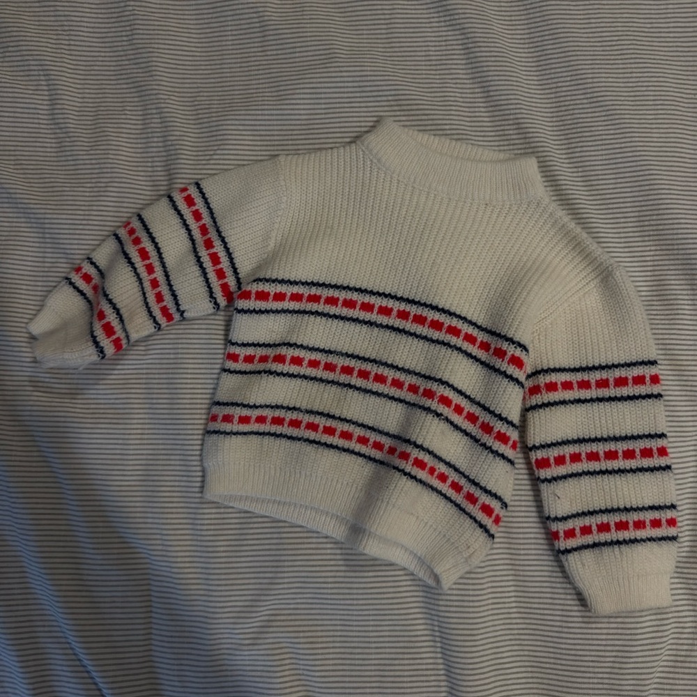 Vintage America Kids Striped Sweater - Cream, Red, and Blue